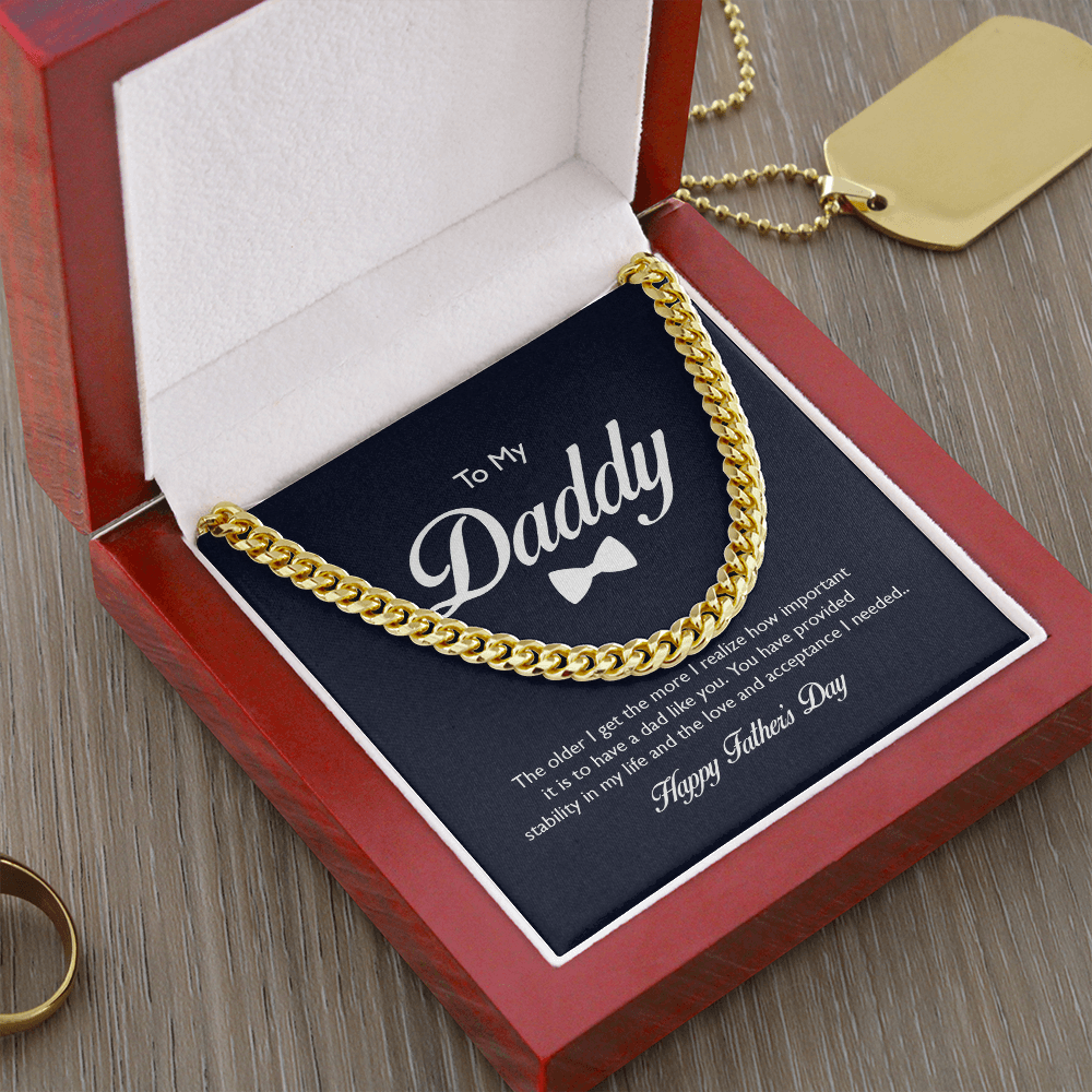 To My Daddy Cuban Link Necklace | Perfect Gift for Father's Day from Daughter, from Son