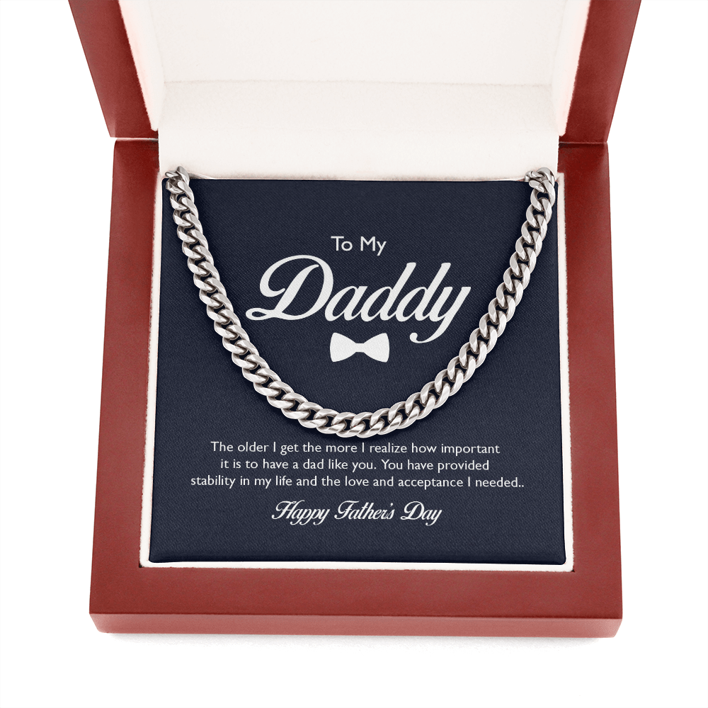 To My Daddy Cuban Link Necklace | Perfect Gift for Father's Day from Daughter, from Son