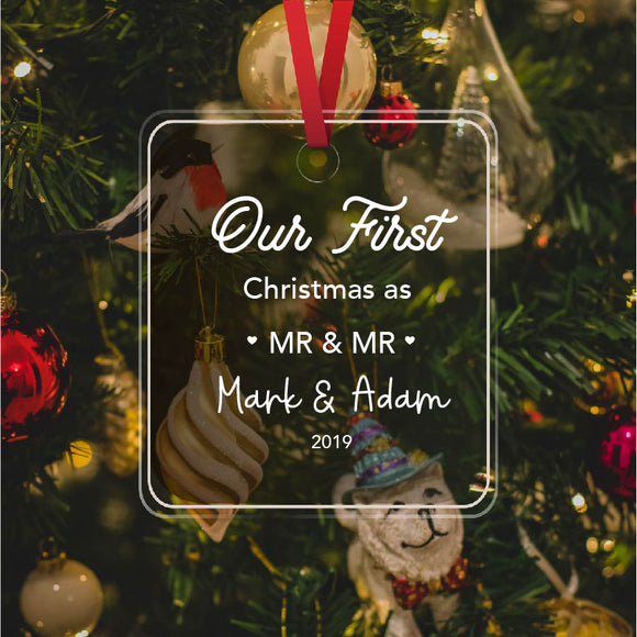 Our First Christmas as Mr & Mr / Mrs & Mrs custom Ornament