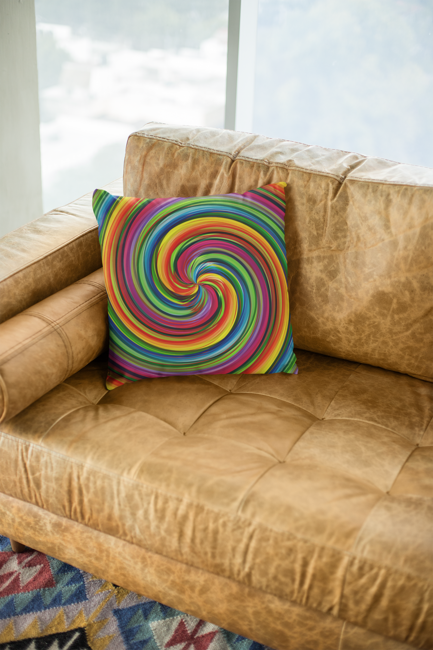 Rainbow Pride Color Illusion Pattern Pillow (Variant I)