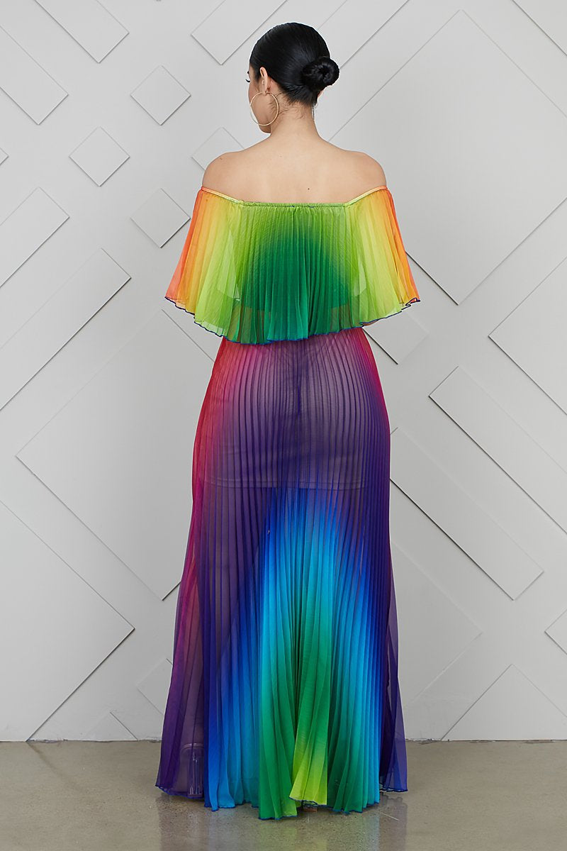 Women's MultiColoured Striped Rainbow Dress – Stylestone