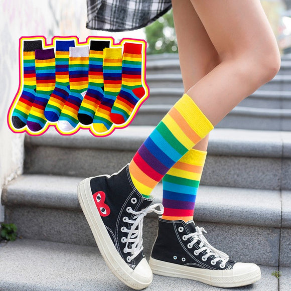 Candy Colors Rainbow Striped Sporty Casual Socks