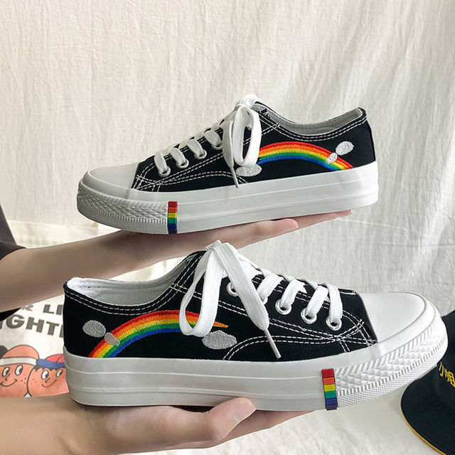 New Women's Rainbow Canvas Shoes - Low and High top