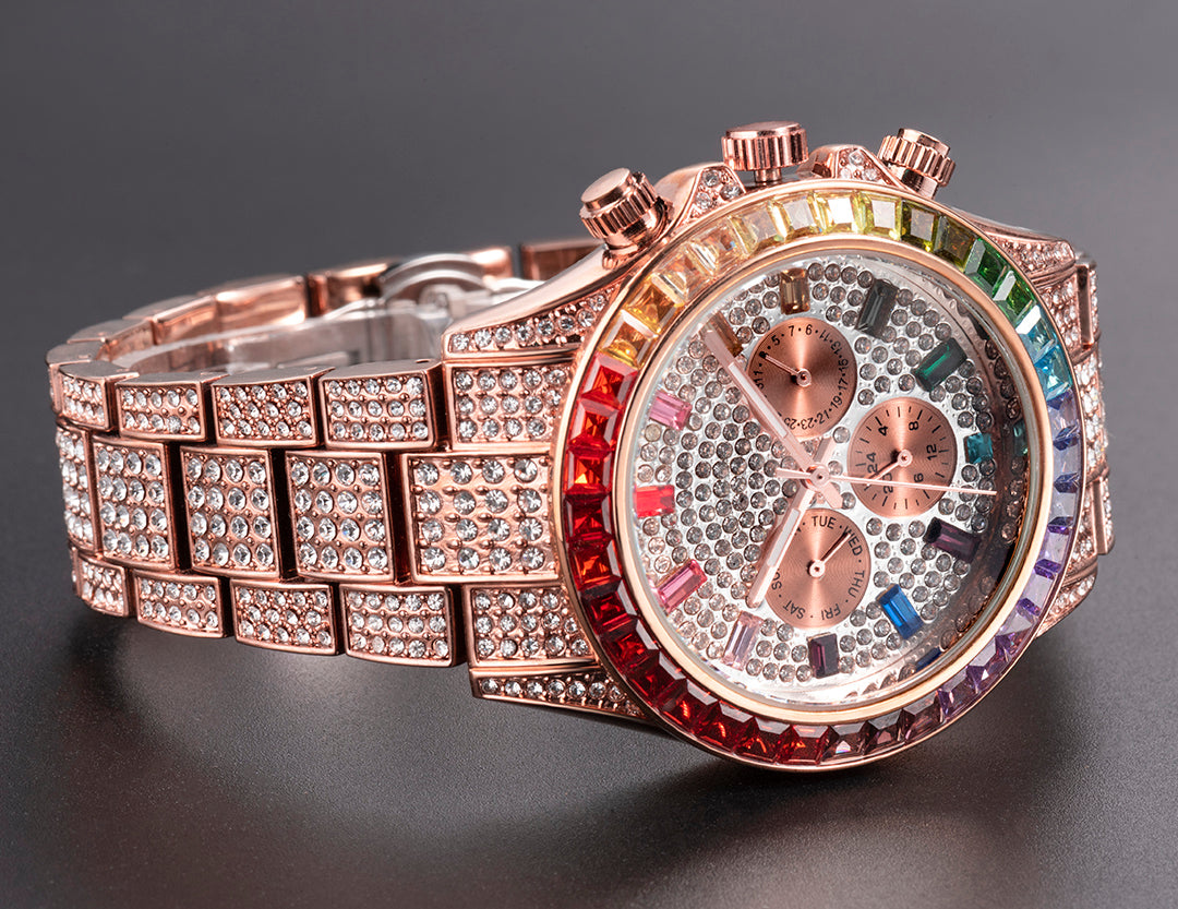 Rainbow Diamond Quartz  Wristwatch