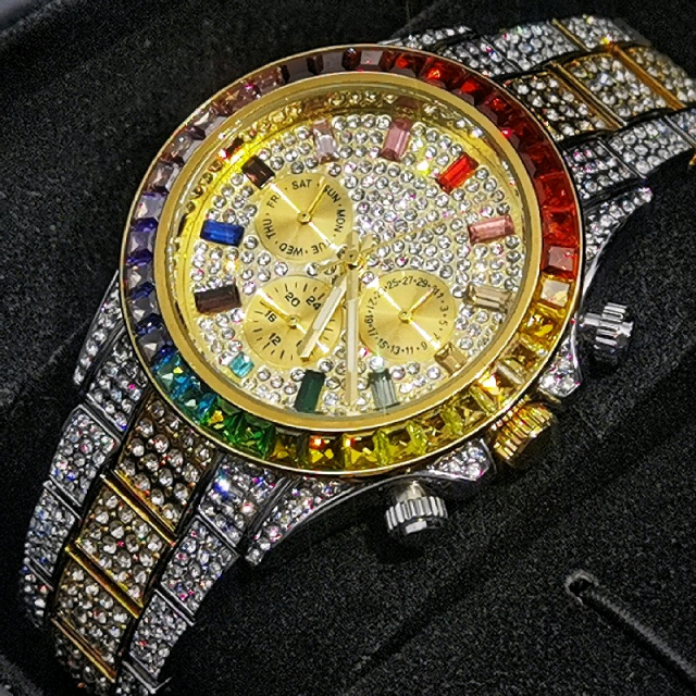 Rainbow Diamond Quartz  Wristwatch