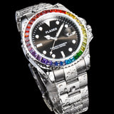 Rainbow Diamond Platinum Men's Watch