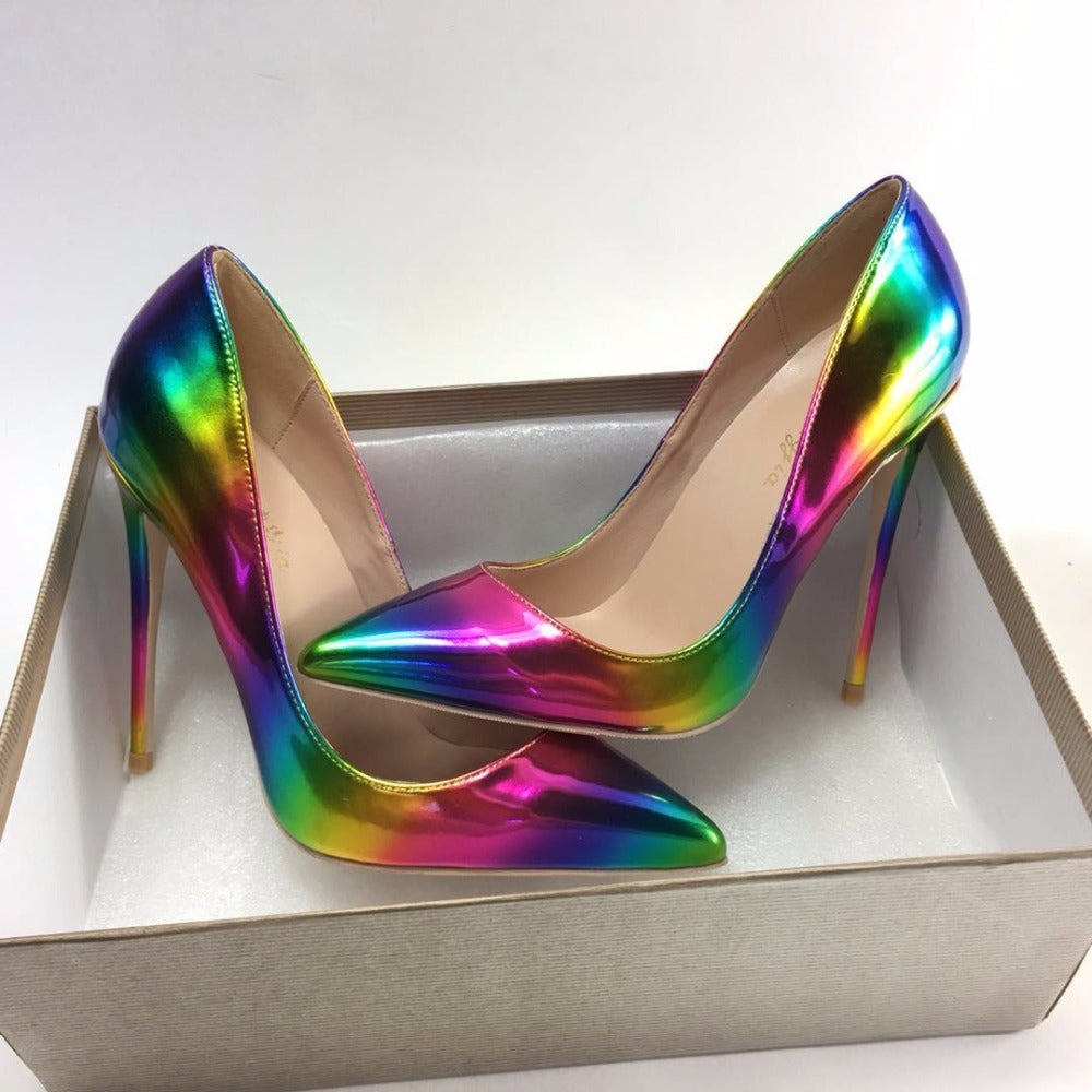 Colorful Rainbow Fingertip High Heels Shoes