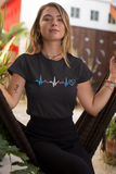 Trans Pride Heartbeat black half T Shirt for women